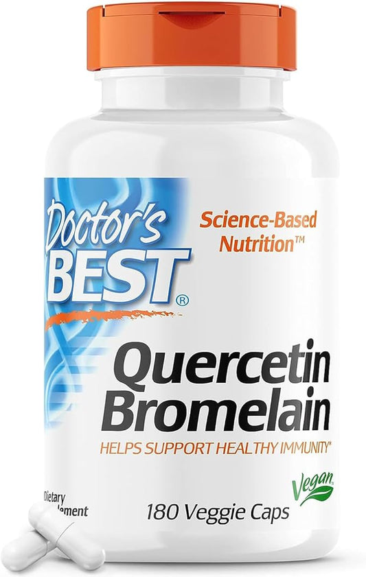 Doctor's Best Quercetin Bromelain, Immunity Support Capsule, Heart, Joint & Healthy Respiratory System, Non-GMO, Vegan, Gluten Free, Soy Free,180 VC